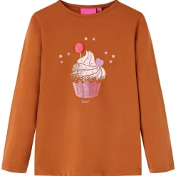 Kindershirt met lange mouwen 92 cognackleurig