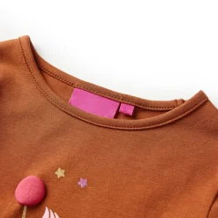 Kindershirt met lange mouwen 92 cognackleurig