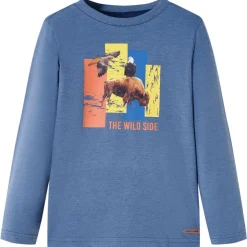Kindershirt met lange mouwen 116 gemêleerd blauw