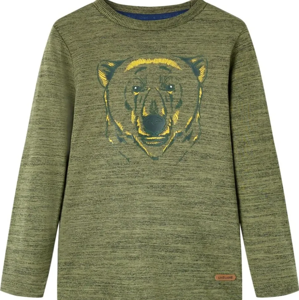 Kindershirt met lange mouwen 104 gemêleerd kakikleurig