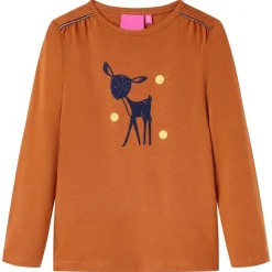 Kindershirt met lange mouwen 92 cognackleurig