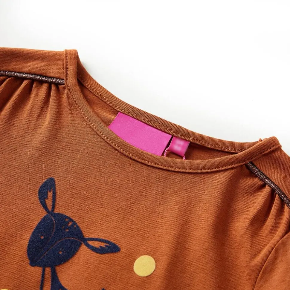 Kindershirt met lange mouwen 92 cognackleurig