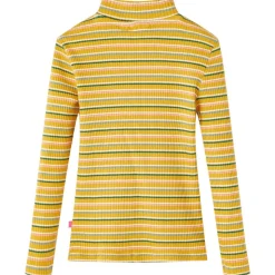 Kindershirt met lange mouwen 104 gestreept okerkleurig