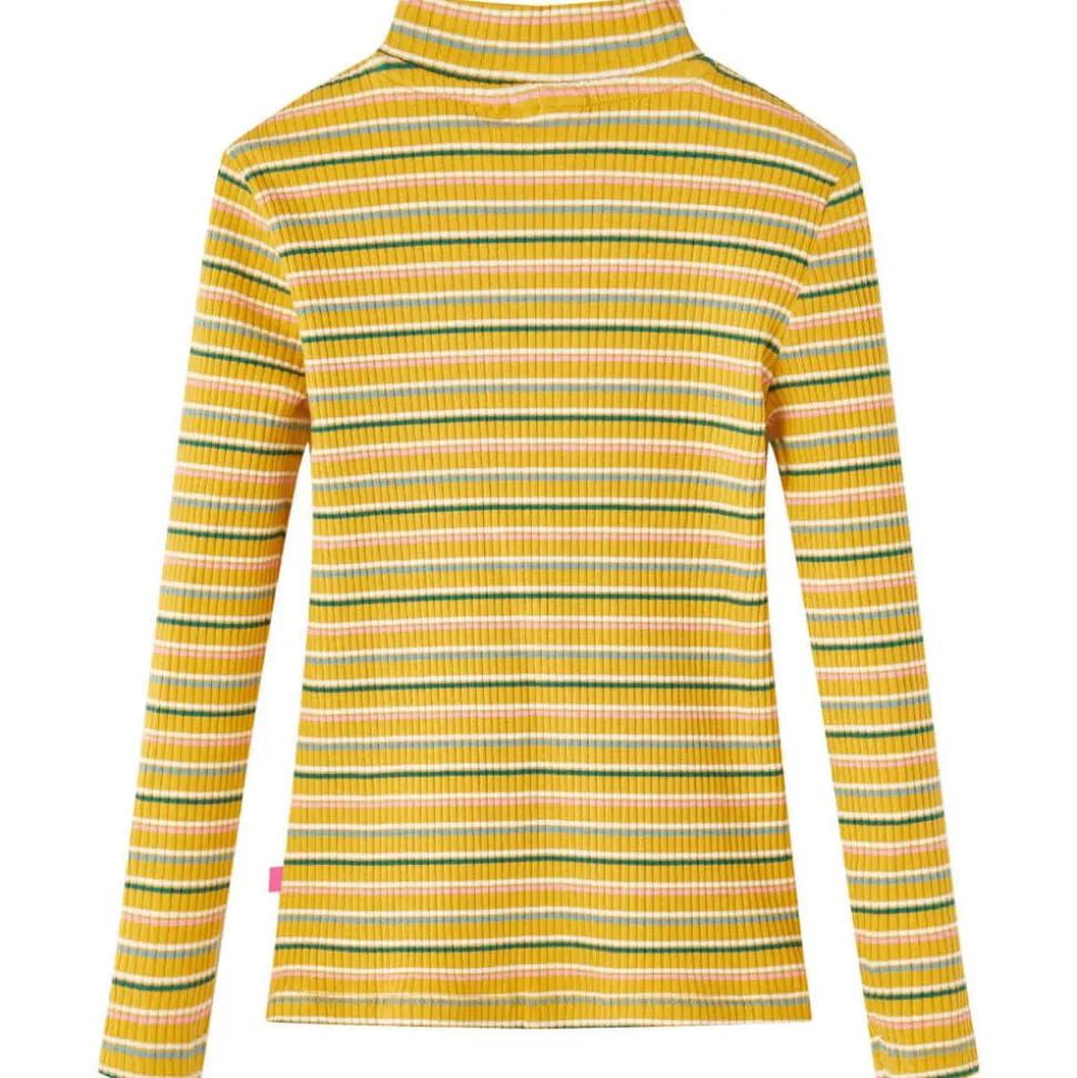 Kindershirt met lange mouwen 104 gestreept okerkleurig
