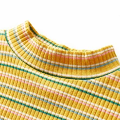 Kindershirt met lange mouwen 104 gestreept okerkleurig