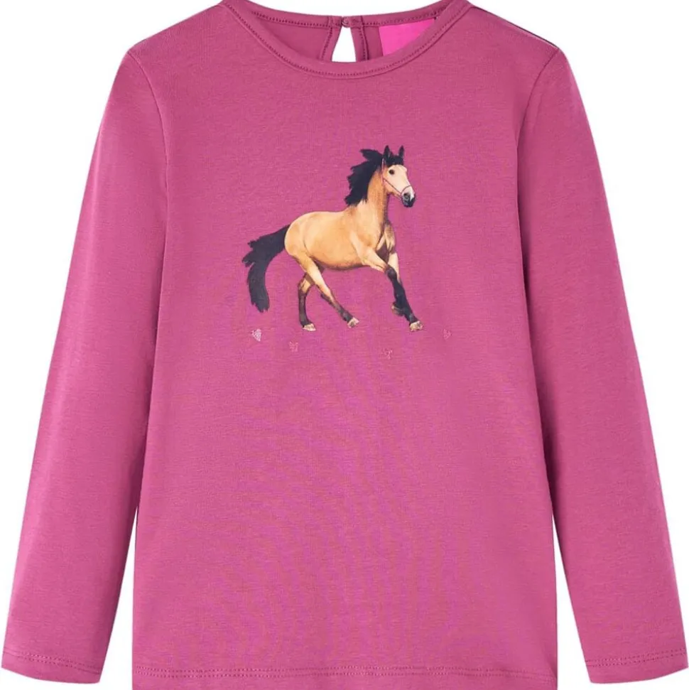 Kindershirt met lange mouwen 92 frambooskleurig