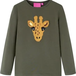 Kindershirt met lange mouwen 104 kakikleurig