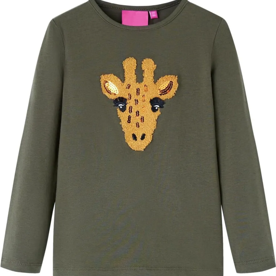 Kindershirt met lange mouwen 104 kakikleurig