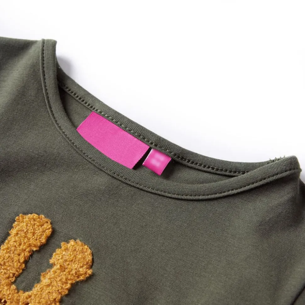 Kindershirt met lange mouwen 104 kakikleurig
