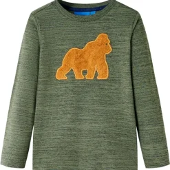 Kindershirt met lange mouwen 104 gemêleerd kakikleurig