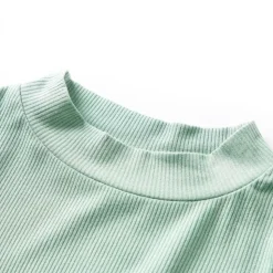 Kindershirt met lange mouwen lage col 128 donkermintkleurig