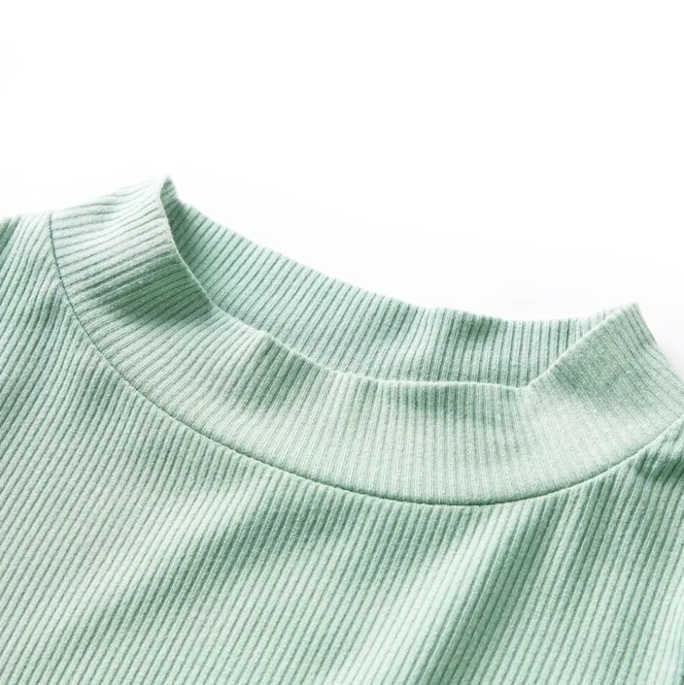 Kindershirt met lange mouwen lage col 128 donkermintkleurig