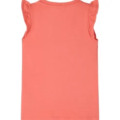 Kindershirt met ruches aan de mouwen 116 koraalkleurig