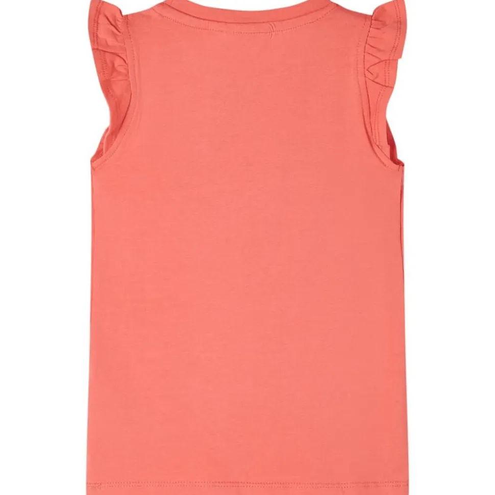 Kindershirt met ruches aan de mouwen 116 koraalkleurig