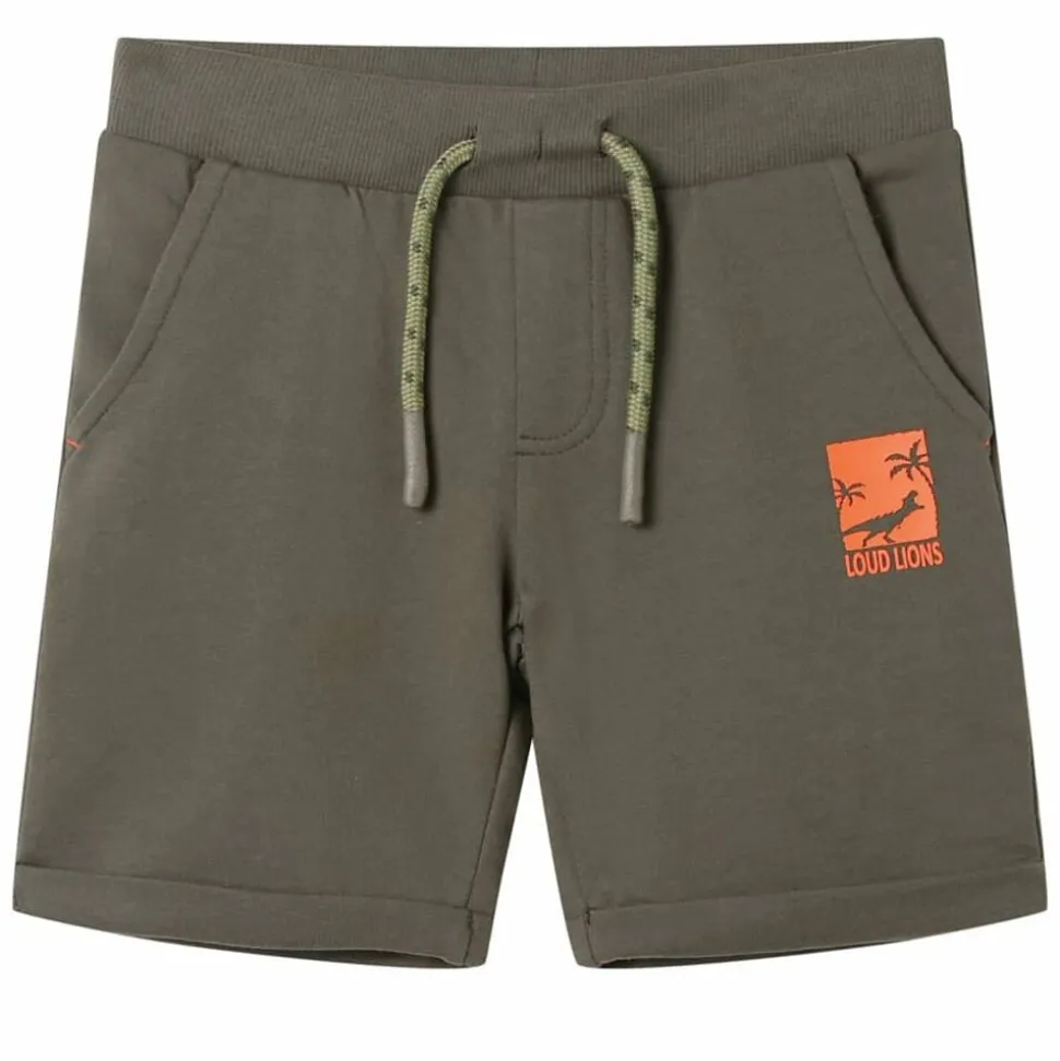 Kindershorts met trekkoord 116 donkerkaki
