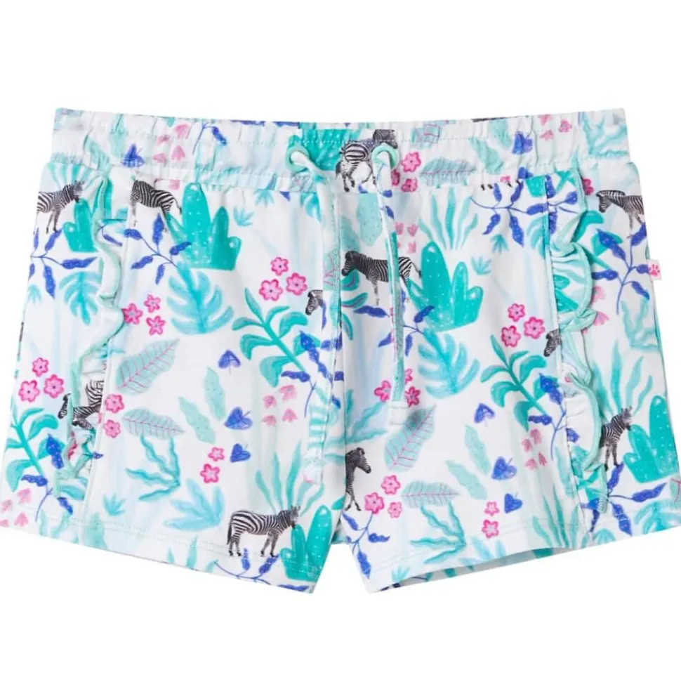 Kindershorts met trekkoord 128 ecru en donkermint