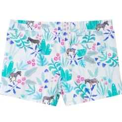 Kindershorts met trekkoord 128 ecru en donkermint