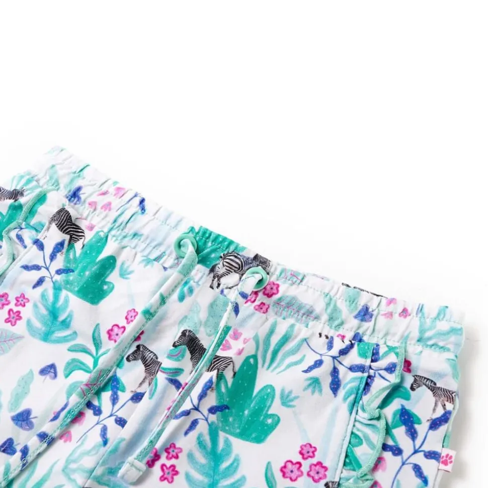 Kindershorts met trekkoord 128 ecru en donkermint