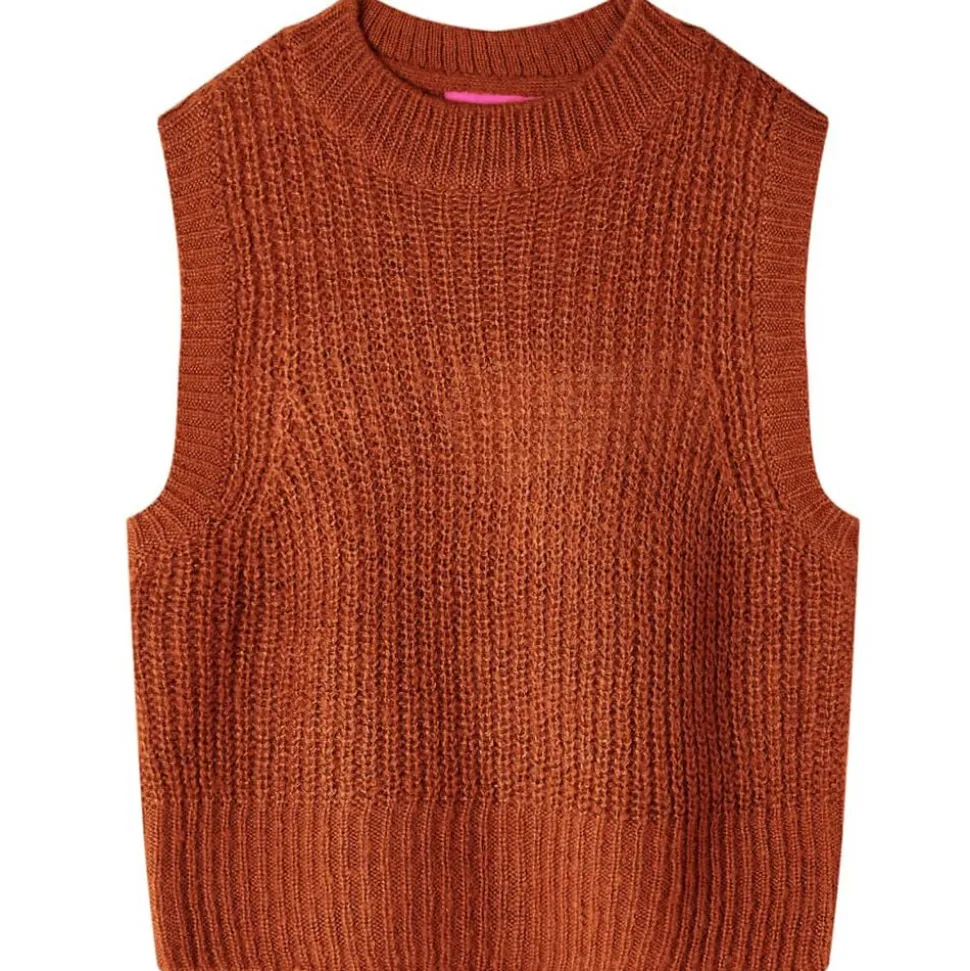 Kinderspencer gebreid 92 cognackleurig