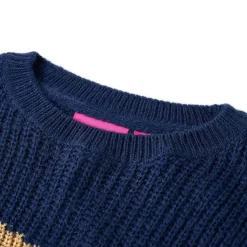 Kindertrui gebreid 104 marineblauw