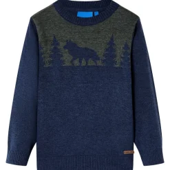 Kindertrui gebreid 92 marineblauw