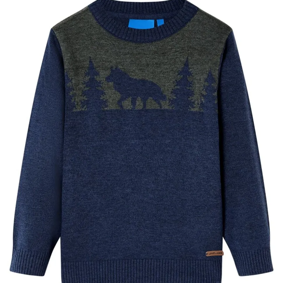 Kindertrui gebreid 92 marineblauw