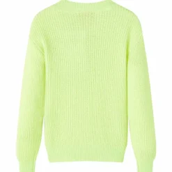 Kindertrui gebreid 116 neongeel