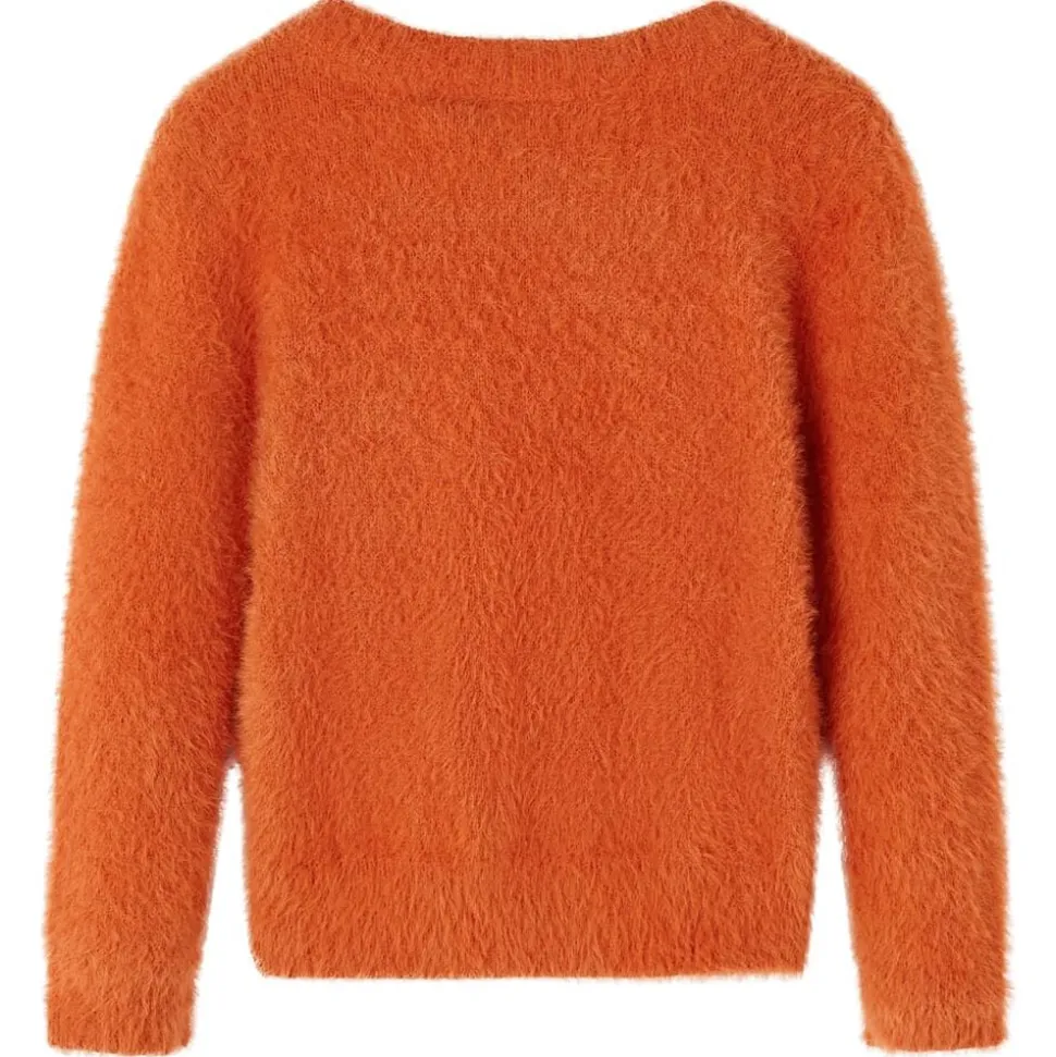 Kindertrui gebreid 92 oranjebruin