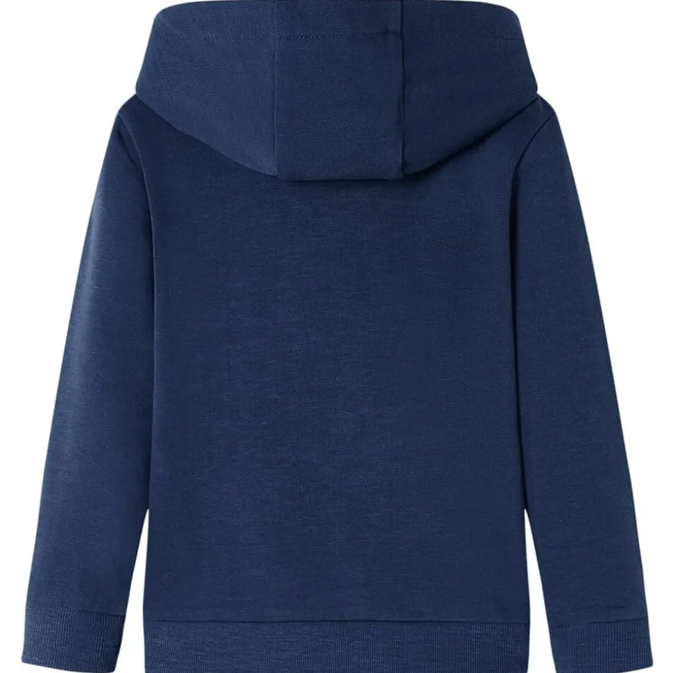 Kindertrui met capuchon 92 gemêleerd marineblauw en oranje