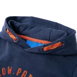 Kindertrui met capuchon 92 gemêleerd marineblauw en oranje