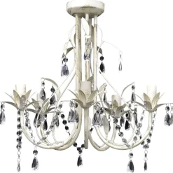Kristallen kroonluchter met wit elegant design (5 lampen)