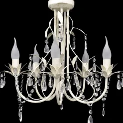 Kristallen kroonluchter met wit elegant design (5 lampen)