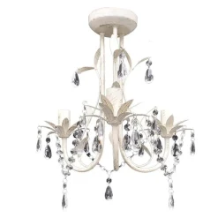 Kristallen kroonluchter met wit elegant design (3 lampen)
