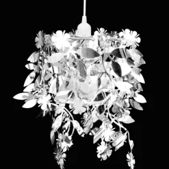 Kroonluchter met pailletten in de vorm van blaadjes 21,5x30 cm zilver