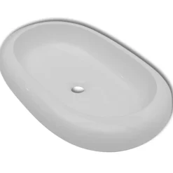 Luxe keramische wasbak ovaal 63 x 42 cm (wit)