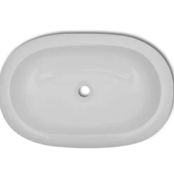 Luxe keramische wasbak ovaal 63 x 42 cm (wit)