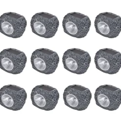 Outdoor Spotlight solar LED 12 st steenvormig