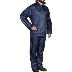 Regenpak 2-delig met capuchon (heren / marineblauw / maat L)