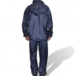 Regenpak 2-delig met capuchon (heren / marineblauw / maat L)