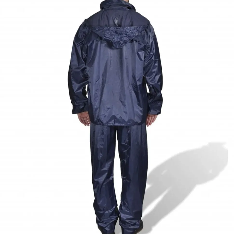 Regenpak 2-delig met capuchon (heren / marineblauw / maat L)
