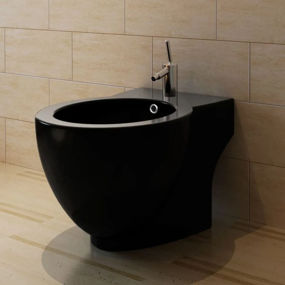 Ronde staande keramieken bidet (zwart)