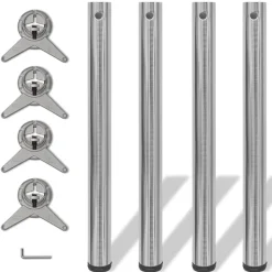 Tafelpoten in hoogte verstelbaar geborsteld nikkel 710 mm 4 st