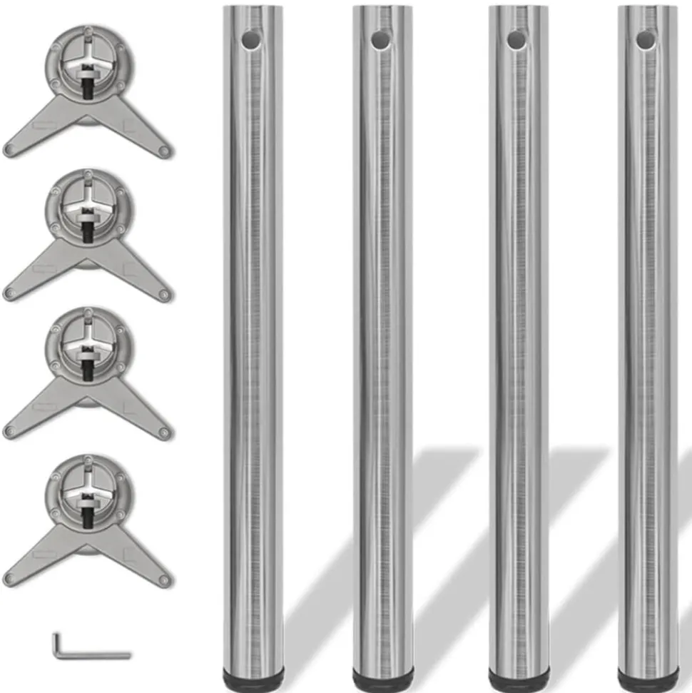 Tafelpoten in hoogte verstelbaar geborsteld nikkel 710 mm 4 st