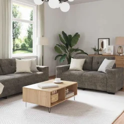 vidaXL | Bank | 2 pcs Donkergrijs 221 x 78 x 80 cm Kunstleer
