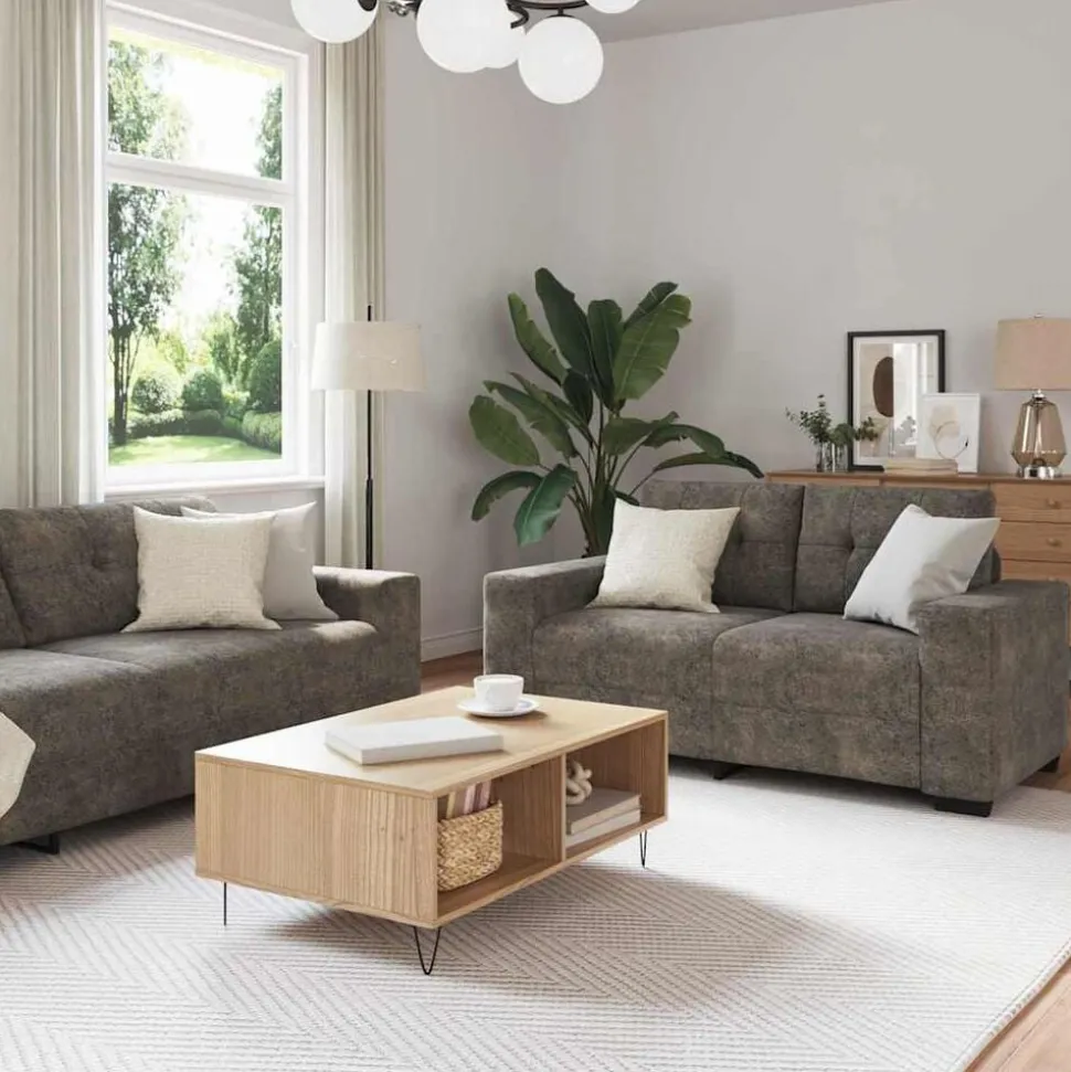 vidaXL | Bank | 2 pcs Donkergrijs 221 x 78 x 80 cm Kunstleer
