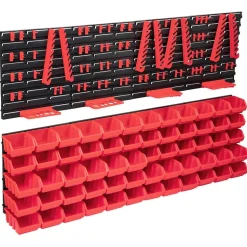 vidaXL 136 -delige Opslagbakkenset met wandpanelen rood en zwart