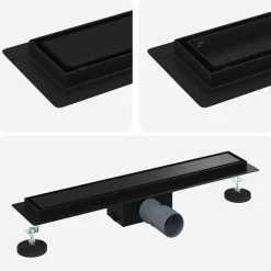 vidaXL 2 in 1 Doucheafvoer Zwart 50 cm Roestvrij staal 304