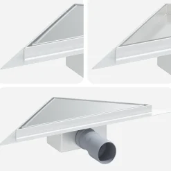 vidaXL 2 in 1 Driehoek Doucheafvoer Zilver 32 x 32 x 7,5 cm