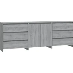 vidaXL 3 st Dressoirs bewerkt hout grijs sonoma eikenkleurig