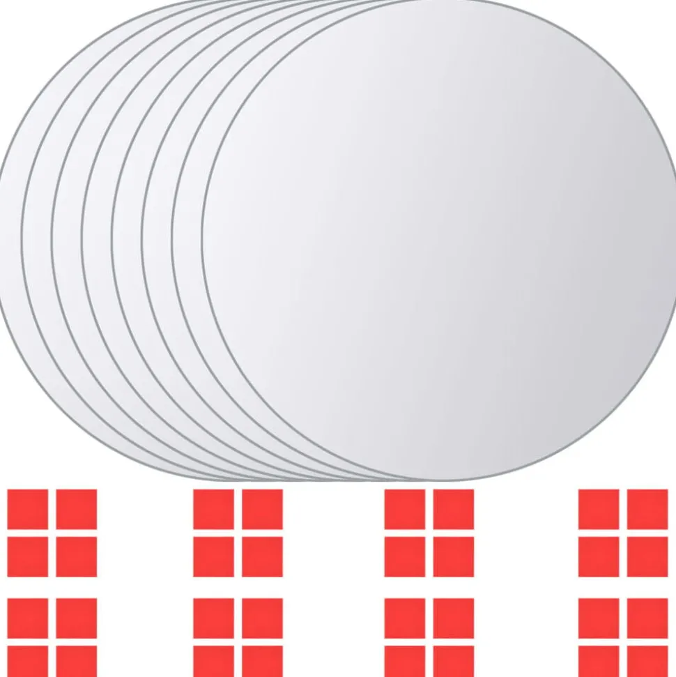 vidaXL 8 st Spiegeltegels rond glas